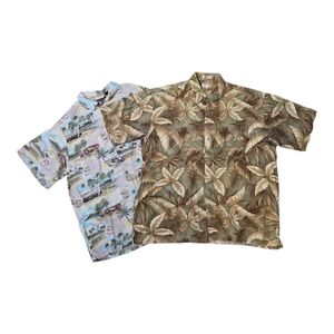 Vintage Men's Short Sleeve Button Up Shirts, Tropical